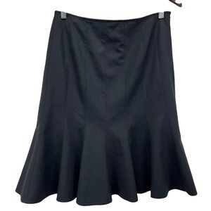 VTG 90s Alfani Essentials Midi Black Knee Length Flared Skirt Women Size 8 Wool